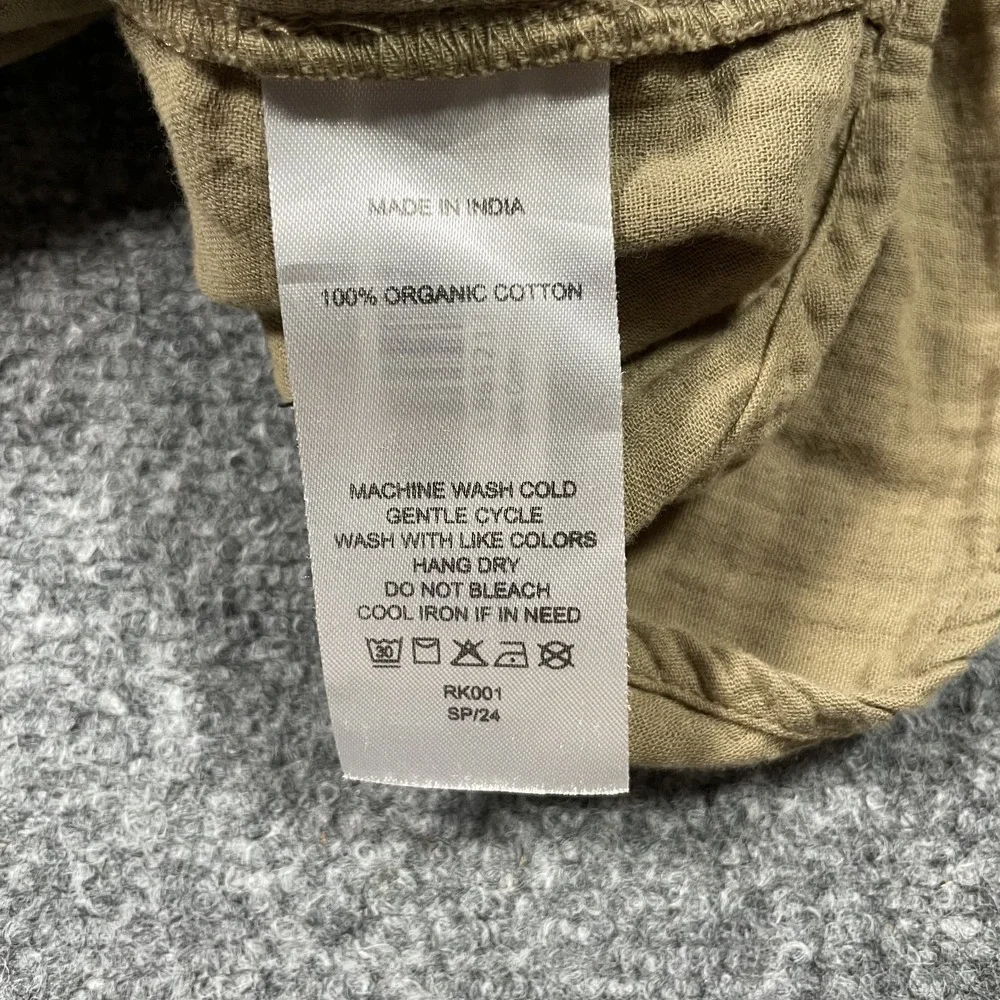 Quince Organic Cotton Button Up Long Sleeve W Small Olive Gauze Resort Vacation - Picture 7 of 8